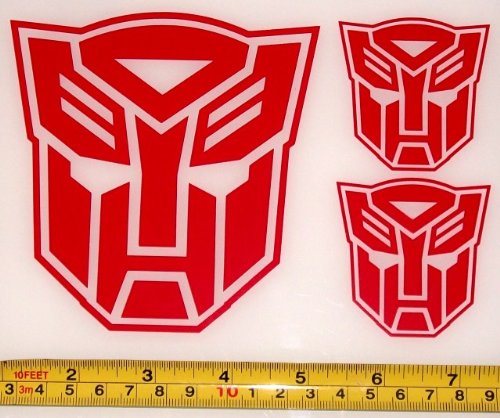 Transformers - Autobot Set of 3 HQ Single Color Red Vinyl Sticker Decals
