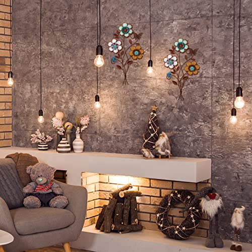 Moxweyeni Tricolor Flower Wall Decor Vintage Metal Wall Art Decor Rustic Hanging Wall Flowers Decorative Metal Floral Art For Home Living Room Bathroom Indoor Outdoor Decors, 15 X 9.1 Inch (2) #TOP3