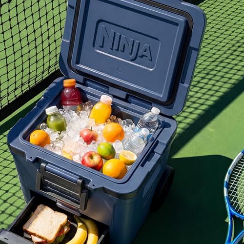 Image of Ninja FrostVault 42qt Wheeled Cooler with Cold Dry Zone | Integrated Fridge-Temp Dry Storage Drawer | Premium Heavy-Duty Insulated Cooler | Keeps Ice Cold for Days | Luminous Blue | FB242CY
