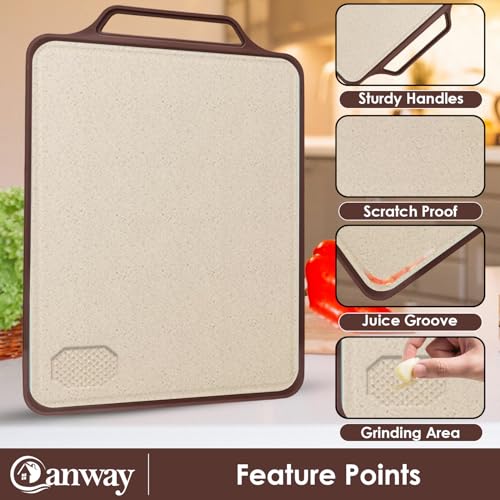 Image of CANWAY Large Stainless Steel Cutting Board for Kitchen - Heavy Duty Metal Chopping Board, Premium Vegetable & Fruit Cutter, Big Size Chopping Pad (39X30.5X1.5 CM, Brown)