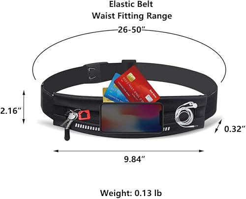 Miniatura 3 de Entchin Cinturón delgado para correr, riñonera para mujeres y hombres, soportes elásticos para teléfono, bolsa de cinturón de dinero para yoga y