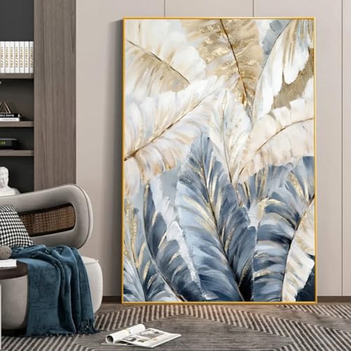 Art mural feuilles de palmier dorées pour salon chic