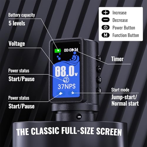 Image of 2PCS 2,300mAh Batteries Wormhole Tattoo Gun Kit Professional Xtreme Tattoo Ink Multi-function Smart Tattoo Pen with 7 Strokes Length 20 Tattoo Needles with Extra Battery Wireless Tattoo Machine Kit