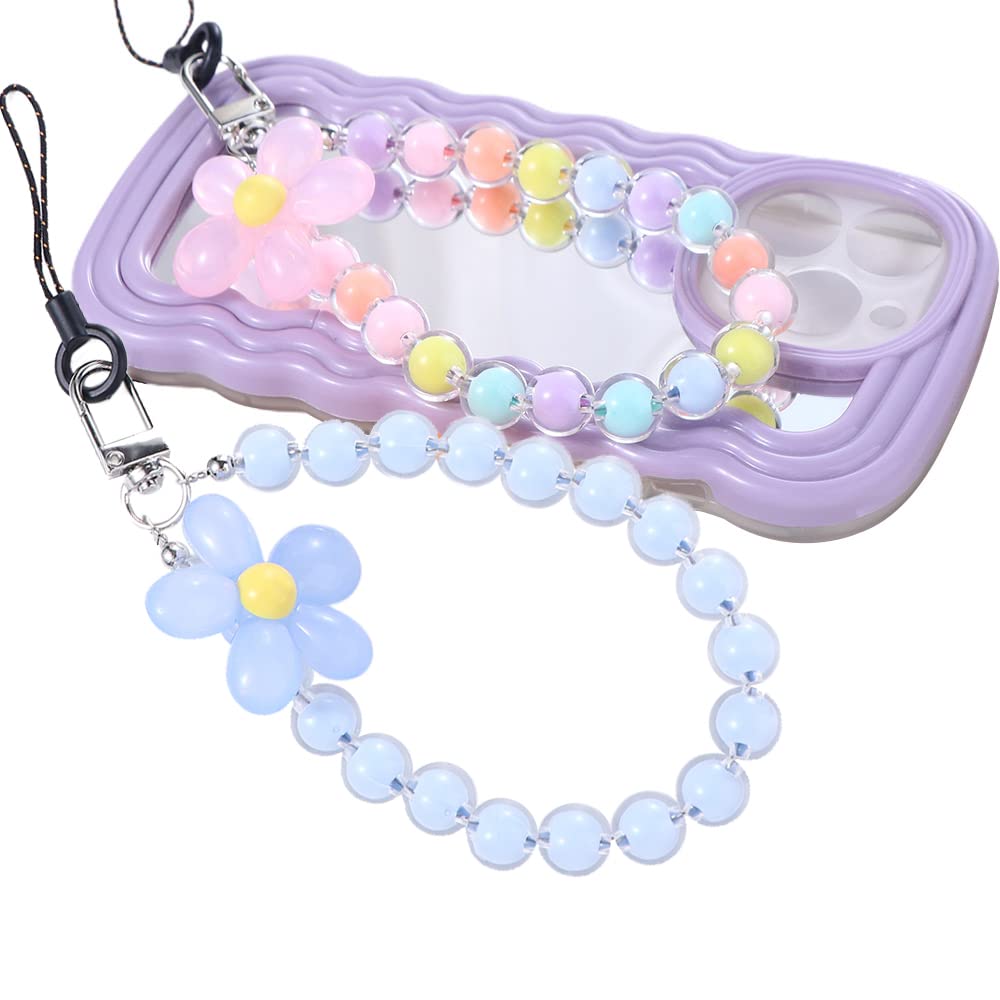 Bracelet Dragonne Pour Téléphone Avec Nœud Rose Et Perles - Style Y2K Mignon - Accessoire Pour Poignet, Sac Ou Étui
