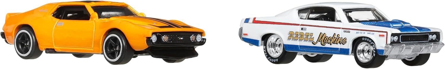 Hot Wheels Premium 2 Pack - '71 AMC Javelin/AMC Level Machine Vehicle Toy Minicar 3 Years Old and Multi JBL06