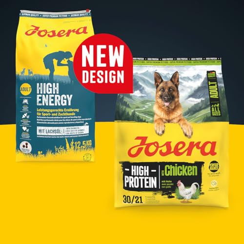 JOSERA Adult High Protein Huhn (1 x 12,5 kg) | Premium Trockenfutter für ausgewachsene & sportliche (Zucht-) Hunde | Huhn & Lachsöl | glutenfrei & proteinreich | L-Carnitin & Taurin | 1er Pack