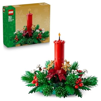 LEGO Decorazione da Tavolo Natalizia - Candela Rossa Giocattolo da Esposizione con Bacche Stelle e Fogliame - Attività per la Famiglia - Regalo Natalizio per Bambine e Bambini da 12 Anni - 40743