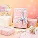 WRAPAHOLIC Reversible Birthday Wrapping Paper - Mini Roll - 17 Inch x 9.8 Feet - Rose Gold Foil and Iridescent Happy Birthday Wrapping Paper for Girls, Women, Baby Shower