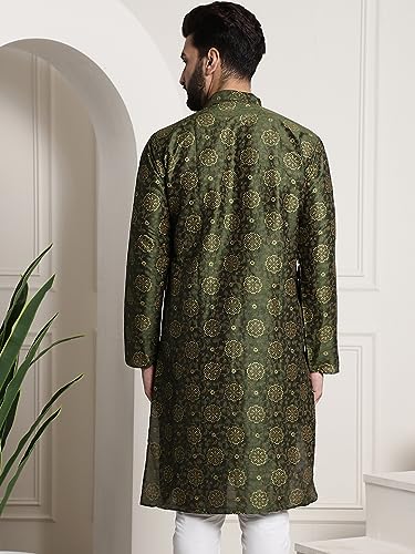 Image of SOJANYA Men's Silk Blend Kurta with Paisley Design