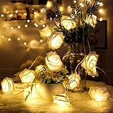 AndThere Guirnalda de luces LED 3M 30 LED Rosas Luces de Hadas Decoración de Flores Románticas Guirnalda de Luces LED Rosas Flores Luces Cadena de Pilas para San Valentín Navidad Bodas Fiestas