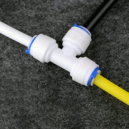Image of 1 /4 inch Tee 3 Way Tube Quick Connect Push Fit Connector T-Shape 6 mm For RO Water Reverse Osmosis System (Pack of 10)