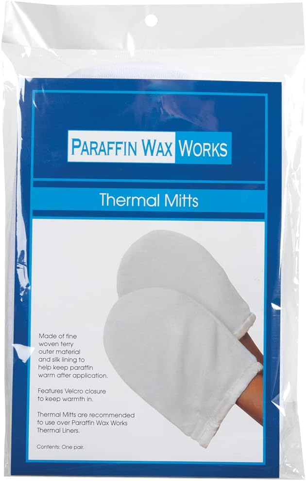 Thermal Mitts, Blue, for Paraffin Heat Therapy Spa Treatments, Insulates and Retains Heat, Fits All Hand Sizes, One-Pair