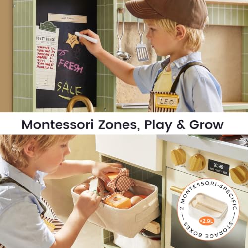 Image of Tiny Land Wooden Play Kitchen with 2-in-1 Bistro Play