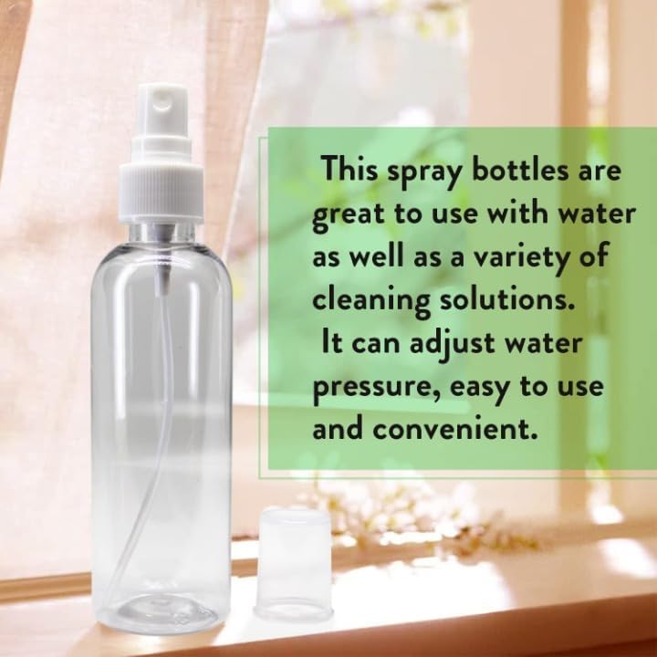 Image of Mist Spray Bottle 100 ml Transparent Plastic Empty Refillable Reusable Fine Mist Spray Bottle Container For Sanitizer, Perfume, Rose Water, Travel, Home Care, Other Diy (Pack of 6)