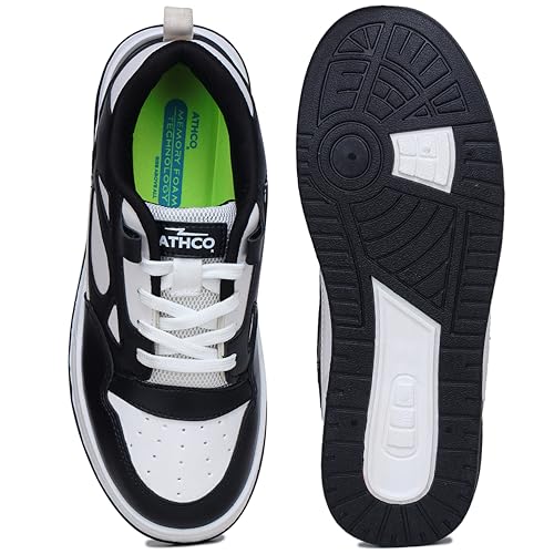Image of ATHCO mens Og Sneaker|Memory Foam Comfort|Laceup|Casual Shoes for Men|Soft Trendy Shoes For men|Fashion Sneaker|Genz|Millennials|Alpha|Footwear|Lightweight|EasyCare|Comfortable|Dailyuse|Extrasoft|SlipResistant|Durable|EasyCare|Shoes For Men's & Boy's
