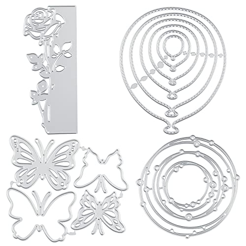 4PCS Dies Scrapbooking Cutting Matrices de Découpe en Acier au Carbone DIY Gaufrage Pochoirs Découpage pour Card Album Photo Fête Anniversaire Mariage Carte de Voeux Cover