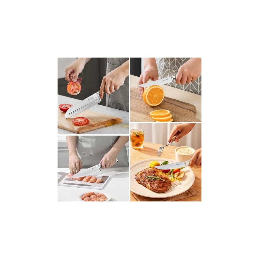 Kuisine-Chef-Knife-SetHigh-Carbon-Stainless-Steel-Ultra-Sharp-Blade-Ergonomic-Handle-Kitchen-Knife-Block-Set-with-Built-in-SharpenerElegant-Gift-for-HolidayIvory-Pro15PCS Kuisine Chef Knife Set,High Carbon Stainless Steel Sharp Knife Set Blade Ergonomic Handle,Kitchen Knife Block Set with Built-in Sharpener(Ivory Pro,15PCS)