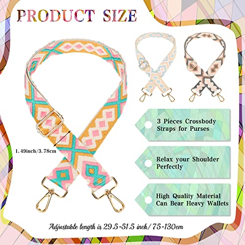 BBTO 3 Pcs Purse Straps for Handbags Replacement Wide Shoulder Adjustable Strap for Crossbody Bag Canvas Bag Women(Rhombus)2