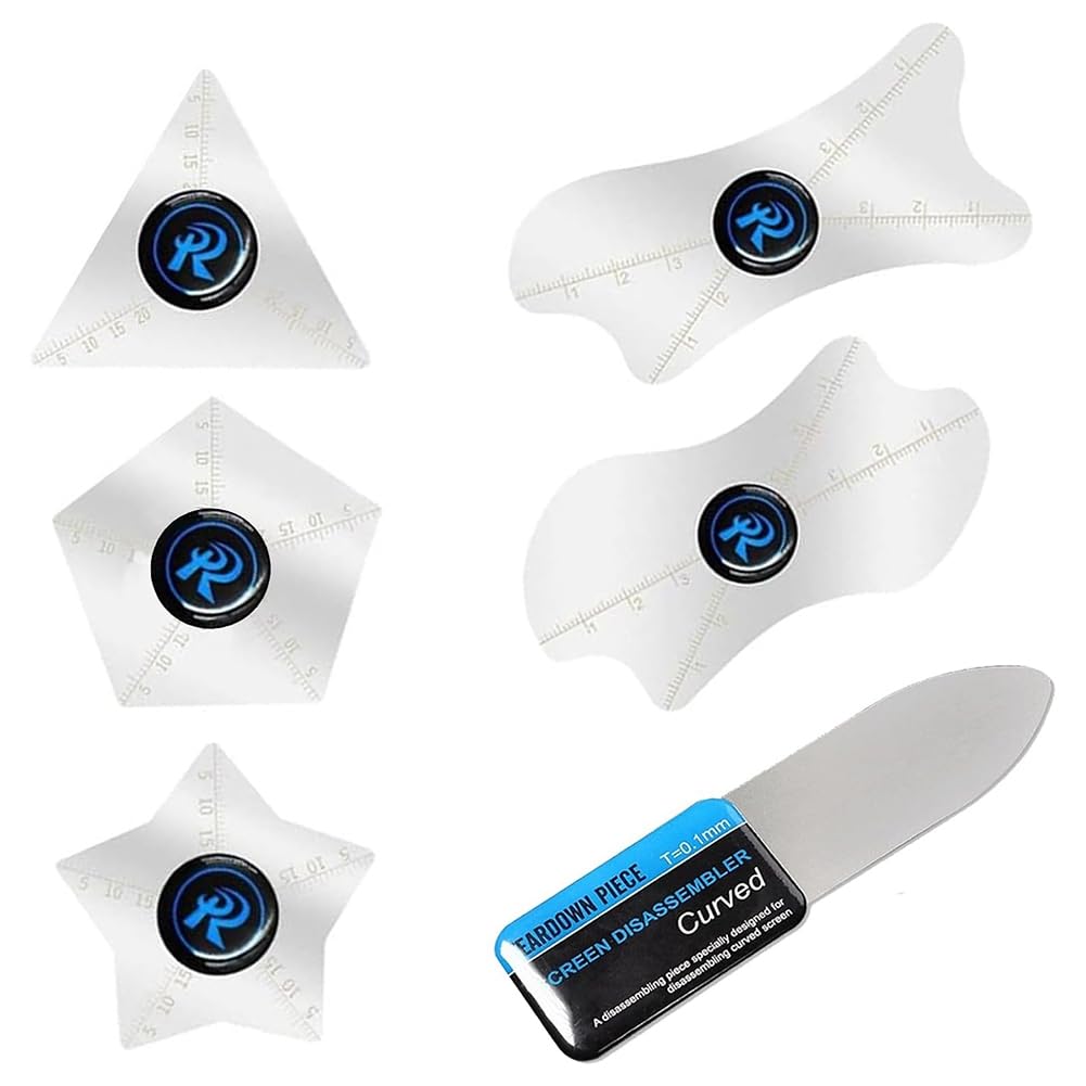 Fuhjythy 6PCS/Set Ultra-Thin 0.1mm Professional Stainless Steel Curved Spudger Pry Blade Repair Opening Tool