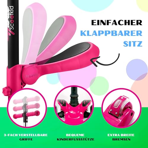 image for Hurtle Kids Scooter - Child Toddler Kick Scooter Toy with Foldable Sea