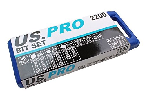 US Pro Bergen B2200 - Juego de 40 boquillas Torx estriadas hexagonales