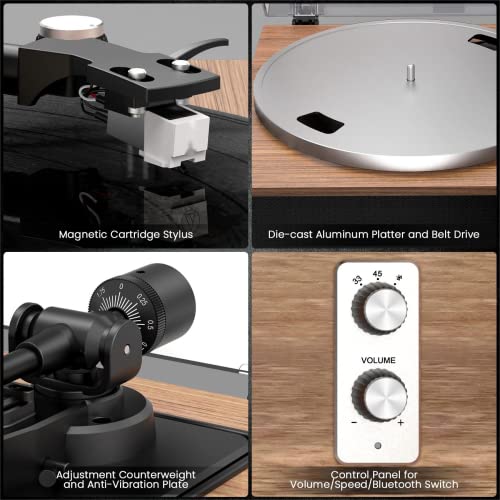 Angles Horn Platine Vinyle Tourne Disque Vinyle Bluetooth HiFi avec Haut-parleurs Préamplificateur Phono intégré 33/45 TR/Min et Micro AT-3600L - Les Beatles, Paul McCartney, John Lennon, RIngo Starr, George Harrison Angles Horn Platine Vinyle Tourne Disque Vinyle Bluetooth HiFi avec Haut-parleurs Préamplificateur Phono intégré 33/45 TR/Min et Micro AT-3600L – Image 6
