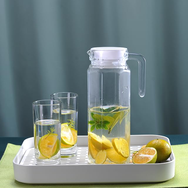Avastro 1 Liter Hexagon Classic Glass Tableware Drinkwater Jugs Juice Beer Beverage Liquid Storage Heat Resistant Pitcher 1000ml Pack of 1