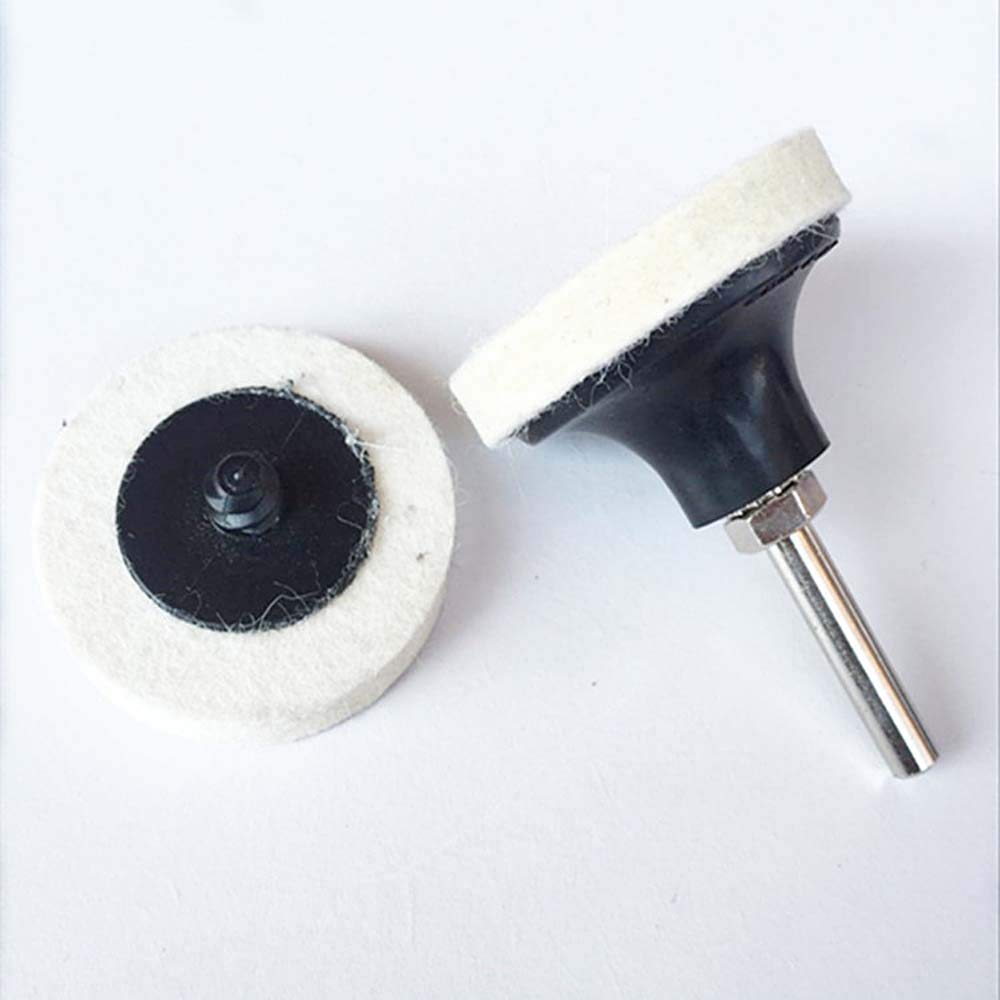 5pcs 50mm 2" Compressed Wool Felt Fabric QC Disc Polishing Buffing Pads Wheels +1pcs 46mm Holder for Drill Power Tools