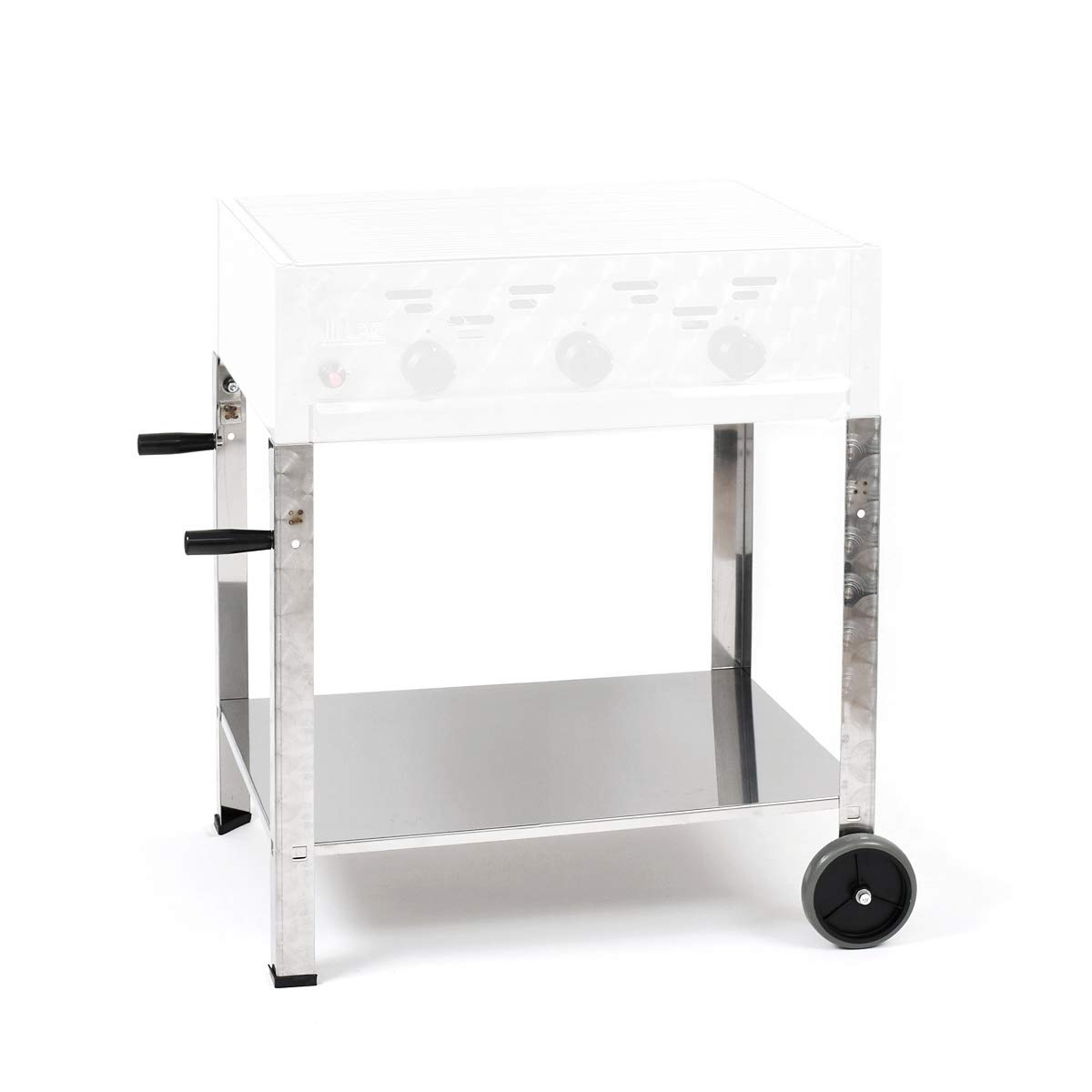 Gasgrill 3-flammiger Edelstahl-Brenner 11kW fahrbar mit Grillrost und Abstellplatten, Grillwagen, Gastrobräter Profigrill Verein