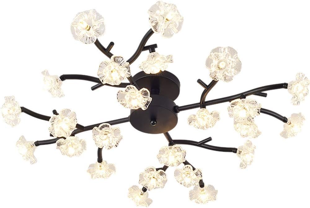 Crystal Chandelier Simple Modern Pendant Lighting Fixture Led Ceiling Light Fixture 10 Lights Pendant Lighting for Kitchen Dining Room Living Room,Black,24 Lights