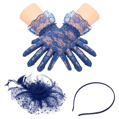 Chapeau bibi pince à cheveux et gants dentelle florale PATIKIL accessoire coiffure mariage