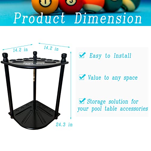 Floor Standing Pool Cue Rack Hold 8 Cue Sticks & Pool Table Accessories, Solid Wood Pool Stick Holder, Corner Pool Cue Holder with Ball Rack Hook & Scorer Counter - Image 5