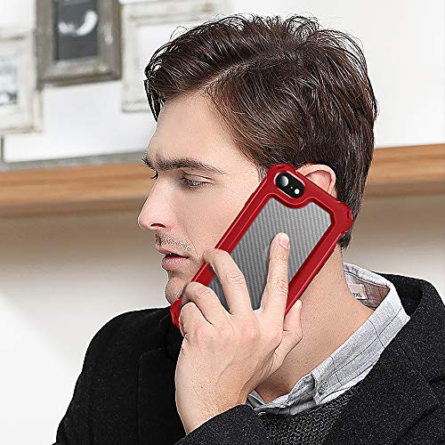 Supbec Iphone Se Case, Iphone 8 Case, Iphone 7 Case, Carbon Fiber Shockproof Protective Cover With Screen Protector X2 [Scratch Resistant] [Military Grade Protection], Iphone Se 2022 Case, 4.7", Red #TOP5