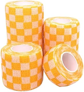 JOYDREAMDESIGN 1 Uds venda elástica autoadhesiva impresa 4,8 m cinta de envoltura deportiva colorida para la articulación del dedo cinta para mascotas de rodilla-7 cuadrado amarillo, 2,5 cm x 4,8 m