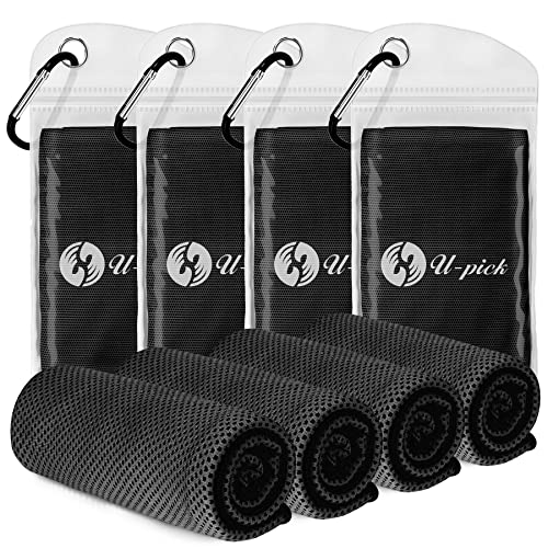 U-pick 4 Packs Cooling Towel (40"x 12"),Ice Towel for Neck&Head,Microfiber Cool Towel,Soft Breathable Chilly Towel for Yoga,Sport,Gym,Workout,Camping,Fitness,Running,Workout & More Activities