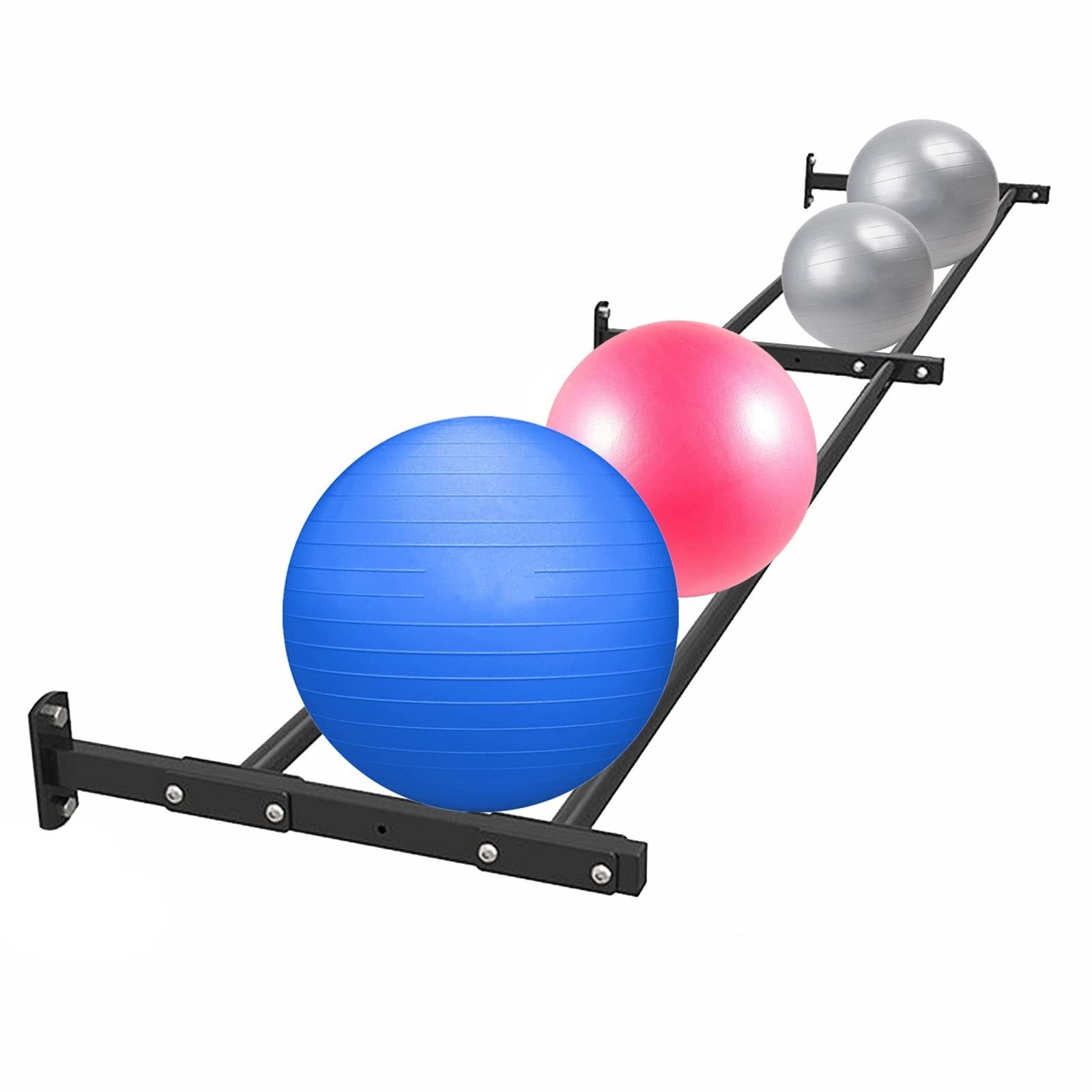Support mural pour ballons de fitness et de stockage robuste en acier