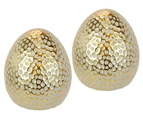 Deko-Ei Osterei Tischdeko Gartendeko Osterdeko Osterfigur Frühlingsdekoration Oster-Ei Eier Ostern Dekoration Deko für Kränze Osterkränze Blumen Frühlingsdekoration, Gold, 2er Set