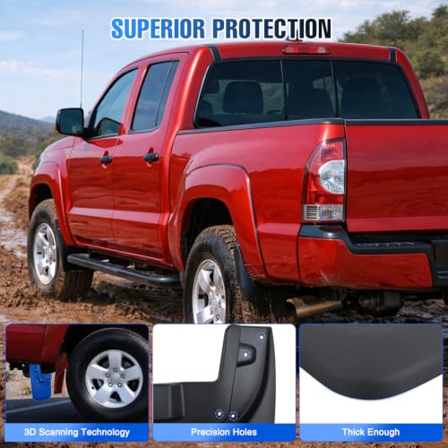Image of Nilight Mud Flaps Splash Guards for Toyota Tacoma 2005-2015 | No Drilling Precision Fit, Heavy Duty All Weather Protection, Front & Rear Set