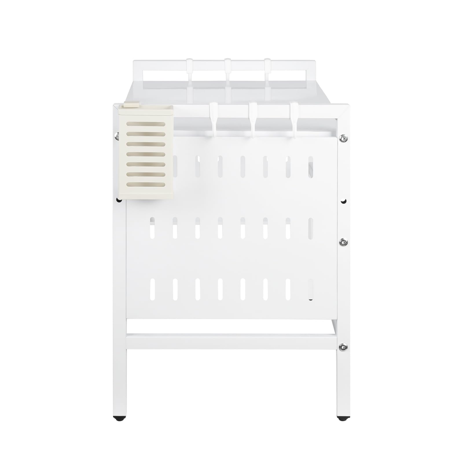 HUOLE Étagère pour Micro-Ondes, avec Crochets, étagère de Cuisine, Étagère à épices, Plan de Travail, étagère de Boulangerie,Étagère à Micro-Ondes Organiseur pour cuisi (42-68 * 36 * 46 cm-Blanc)