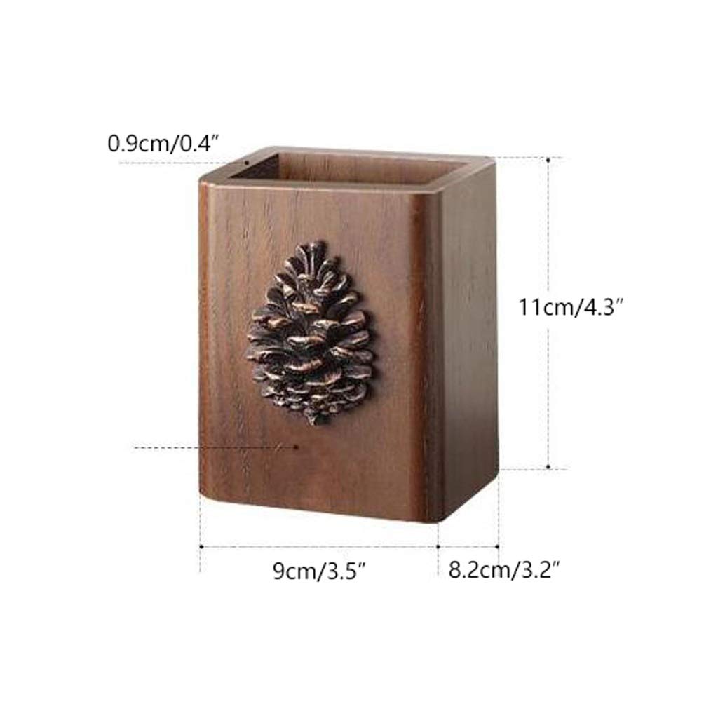 Hölzerne Stifthalter Desktop Büro Organizer Make-up Aufbewahrungsbox Home Office Zubehör Schreibwaren Organizer Bleistifthalter (Color : Brown)