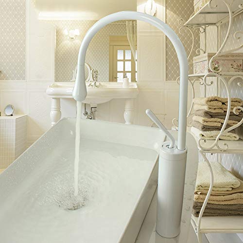 Mitigeur de lavabo col de cygne robinet eau chaude froide pour vasque