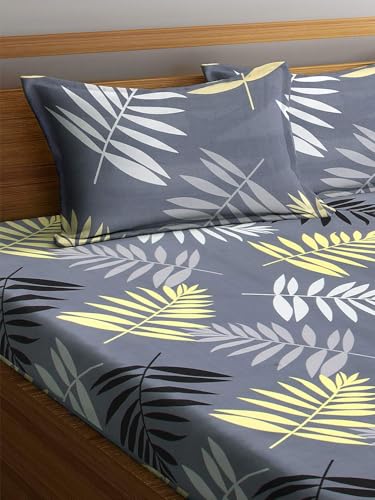 Image of Jashan Elastic Fitted Bedsheet for Double Bed King Size-Cotton- with 2 Pillow Covers Size (King, Multi-A01)