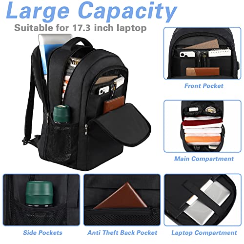 Lunch-Backpack-for-Men-TSA-Laptop-Backpack-with-Insulated-Cooler-Lunch-Bag-College-School-Backpack-with-USB-Port-fit-173-Inch-Laptop-Travel-Backpack-for-Women-Teacher-Nurse-Student-Gifts-Black