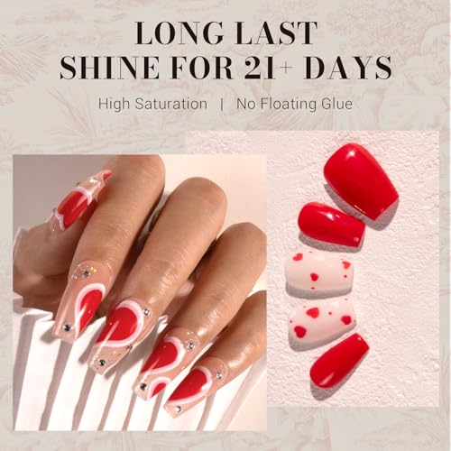 Image of MelodySusie Light Red Gel Nail Polish, 0.5 fl oz Soak Off UV LED Bright Red Gel Polish Gift for Women Nail Art Manicure Salon DIY Nail Design Decoration at Home-068-A2805