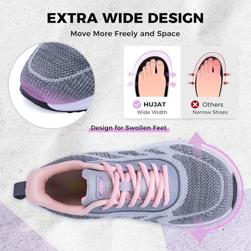 Image of SURRAY Women's Wide Width Walking Shoes - Plantar Fasciitis Arch Support Orthotic Sneakers, Comfortable Tennis Shoes for Casual Gym Workout US Size 6-11