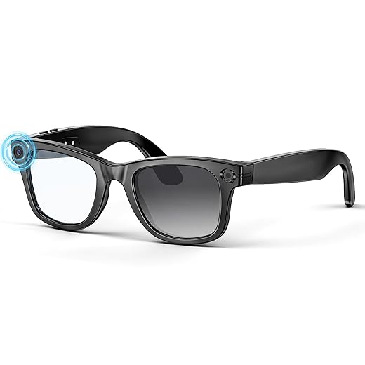 Mingtawn AI Smart Glasses 4K HD Camera, BT Call, 800W Anti-Shake Camera Glasses with Video Recording Dual Mic, Simultaneous Interpretation/GPT Identify Objects, 270mAh Blue Light Glasses（Blue Light