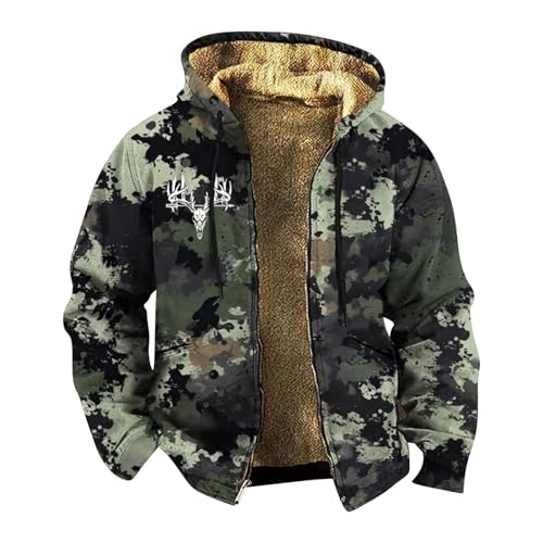 Chaqueta con capucha para hombre, sudadera con cremallera, abrigo de camuflaje holgado