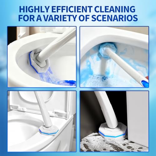 Image of Disposable Toilet Brush Set with 60 Replacement Heads, Toilet Cleaning Replacement Pads, Starter Kit with Storage Case for Deep Cleaning and Hygienic Bathroom Maintenance