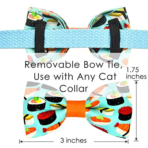 Sushi Cat Collar Bow Tie, Breakaway Safety Plastic Buckle, Bowtie Collar For Kitten (6"-10") #TOP2
