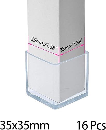 Miniatura 2 de 16 puntas de goma antideslizantes transparentes cuadradas para patas de silla, protectores de suelo de muebles, fundas para patas de silla, mesa,